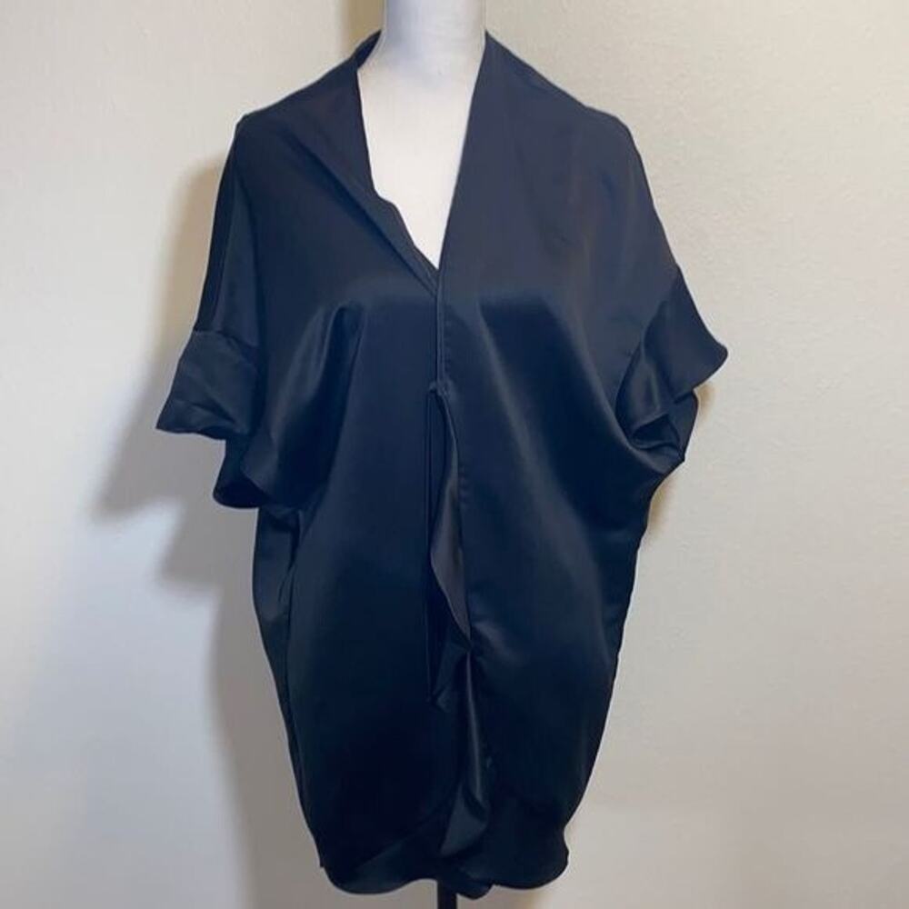 Victorias Secret Robe Womens OS black One Size Kimono Satin open front satin